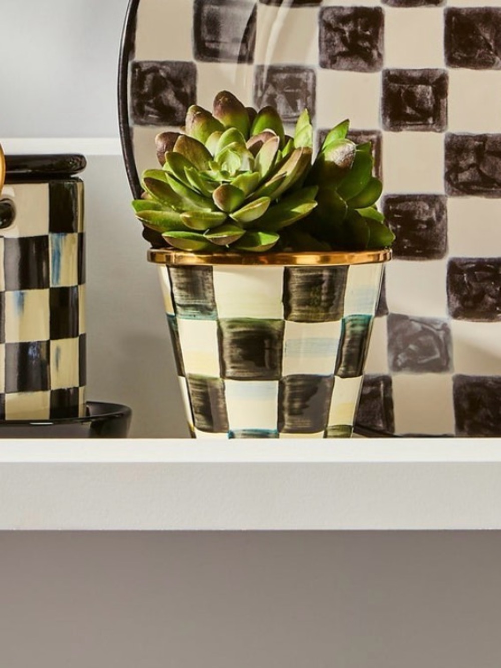 MACKENZIE CHILDS | Courtly Check Enamel Herb Planter